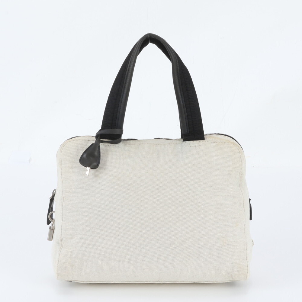 Prada Triangle Logo Leather Canvas Handbag Tote Bag - Brand Name Women's